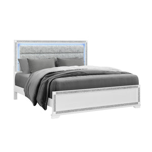 Soulmarie - Bed With LED Lighting And Padded Headboard