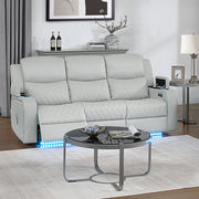 Elonzo - Power Motion Sofa With LED, Power Headrest & Speaker - Light Gray - R&R Furniture Gallery (Fountain Valley, CA)