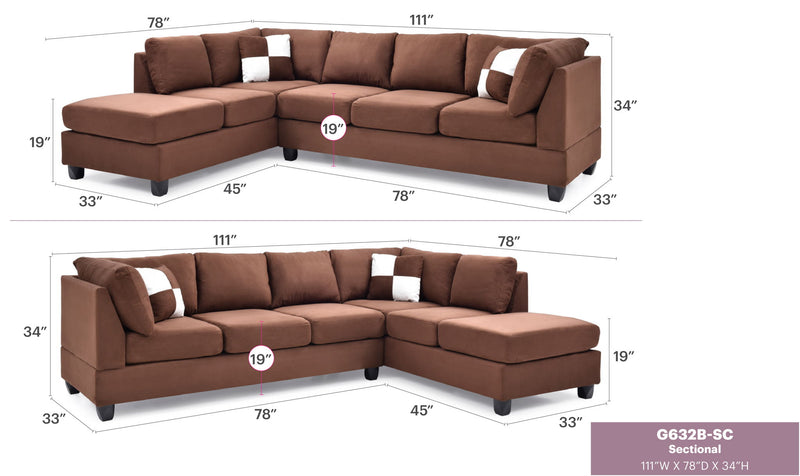 Glory Furniture Malone comfort sectional sofa with plush cushions and modern design, ideal for a stylish living room setting.
