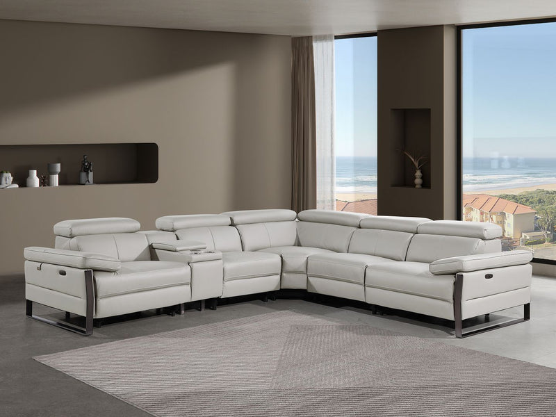 1246 - 6-Piece L-Shaped Modular Power Reclining Sectional With 3 Power Recliners And Power Headrests - R&R Furniture Gallery (Fountain Valley, CA)