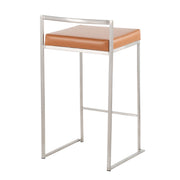 Lumi Source Fuji contemporary stackable counter stool set with sleek modern design, dark wood finish, and cushioned seats.