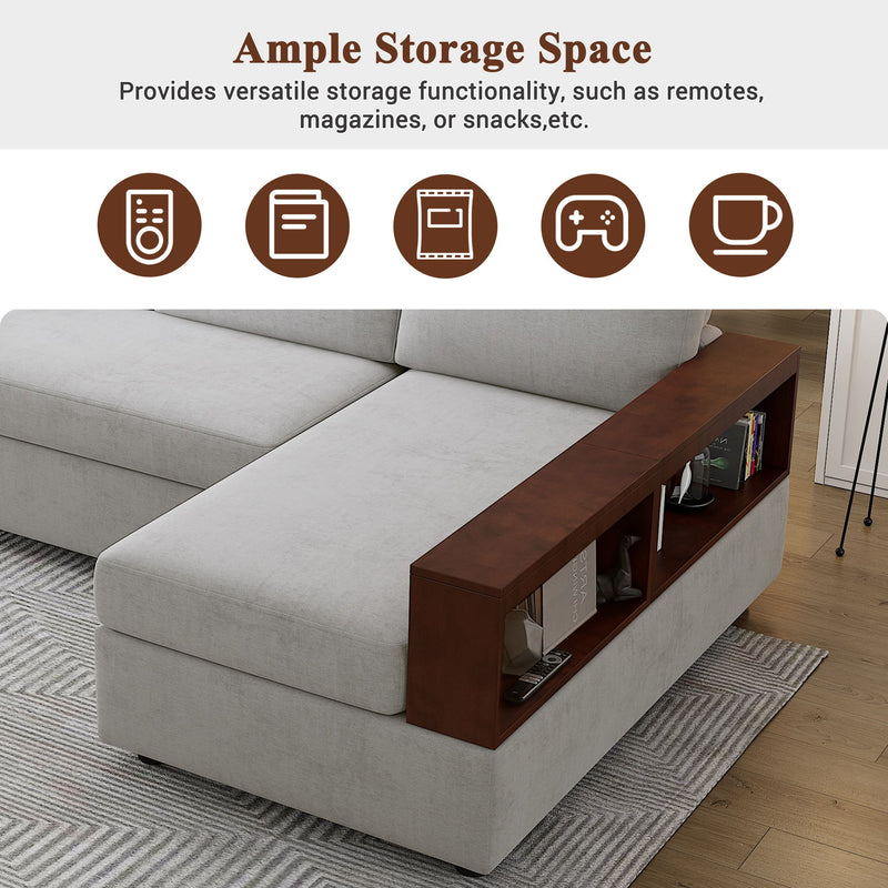 Noble House sectional sofa with upholstered cushions and reversible armrests, perfect for living room seating.
