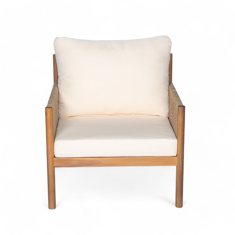 Modern Outdoor Woven Lounge Chair With Solid Wood Frame - Teak - R&R Furniture Gallery (Fountain Valley, CA)