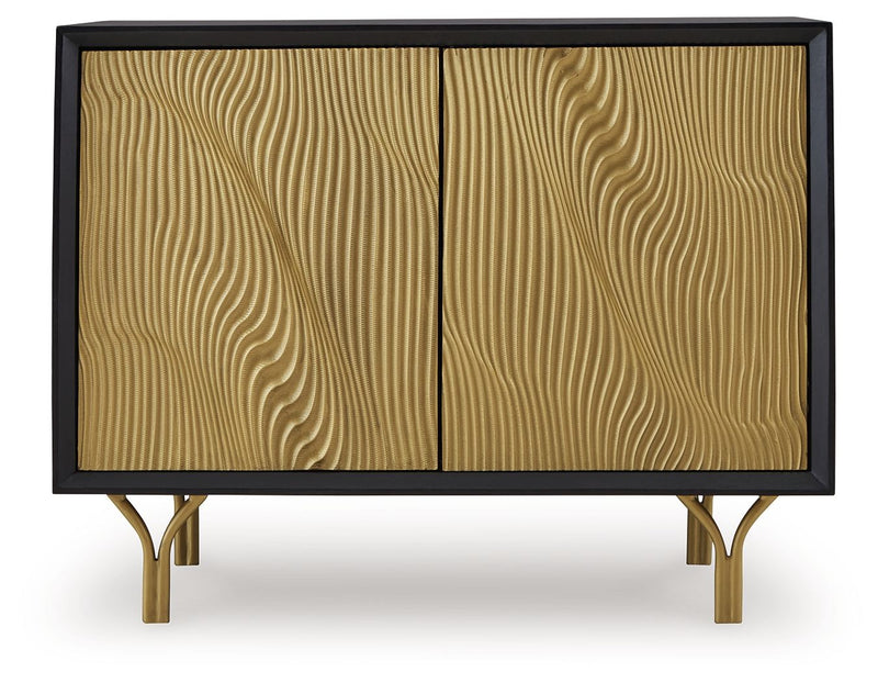 Tayner - Accent Cabinet - Black / Gold Finish - R&R Furniture Gallery (Fountain Valley, CA)