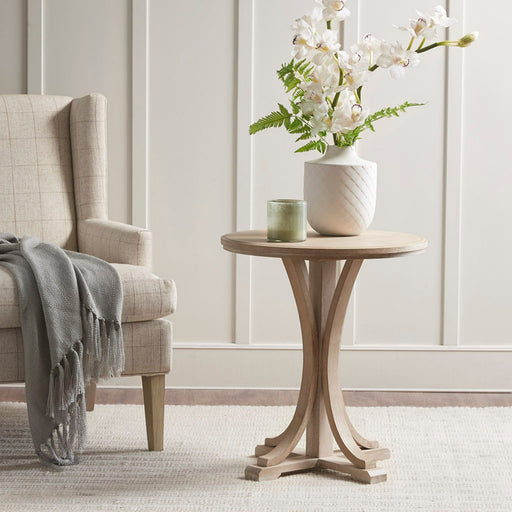 Accent Table Round Rustic Ash Veneer Reclaimed Wheat - Natural - R&R Furniture Gallery (Fountain Valley, CA)