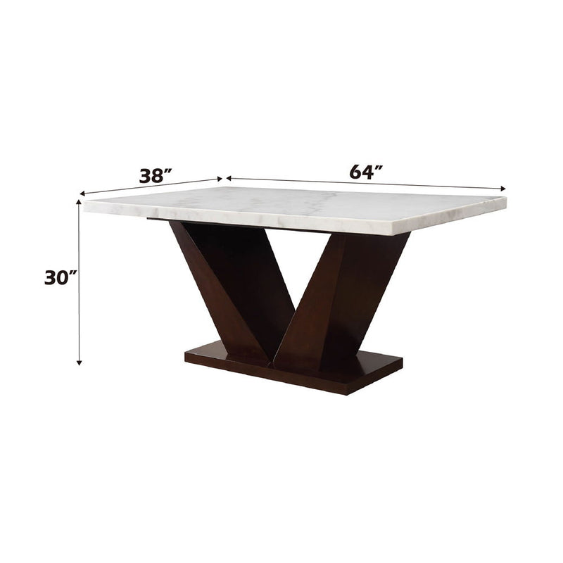 Forbes - Dining Table With Marble Top - White Marble Top & Walnut - R&R Furniture Gallery (Fountain Valley, CA)