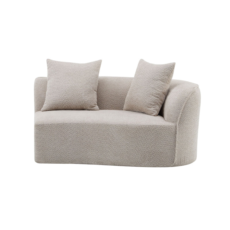 Elegant curved sectional sofa by Noble House with plush foam cushions, showcasing a stylish stationary sofa for modern living rooms.
