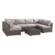 6 Person Wicker Seating Group With Premium Cushions - Gray Mix - R&R Furniture Gallery (Fountain Valley, CA)
