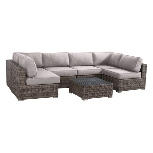 6 Person Wicker Seating Group With Premium Cushions - Gray Mix - R&R Furniture Gallery (Fountain Valley, CA)