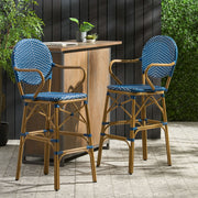 Outdoor Wicker And Aluminum French Barstools (Set of 2) - R&R Furniture Gallery (Fountain Valley, CA)