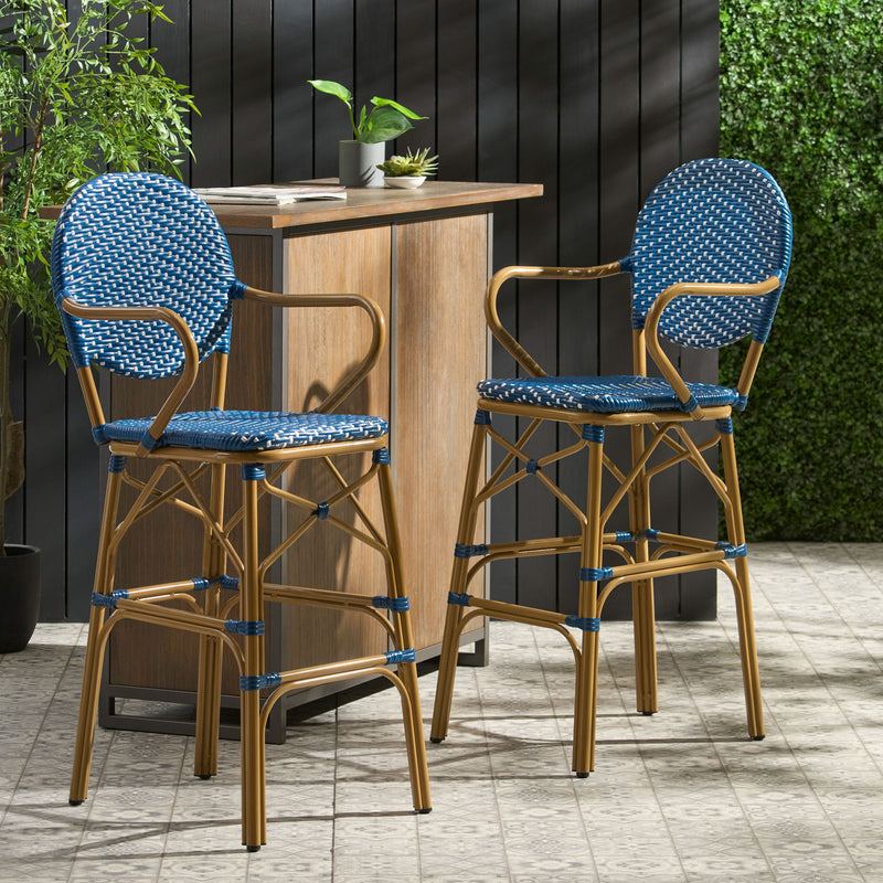 Outdoor Wicker And Aluminum French Barstools (Set of 2) - R&R Furniture Gallery (Fountain Valley, CA)