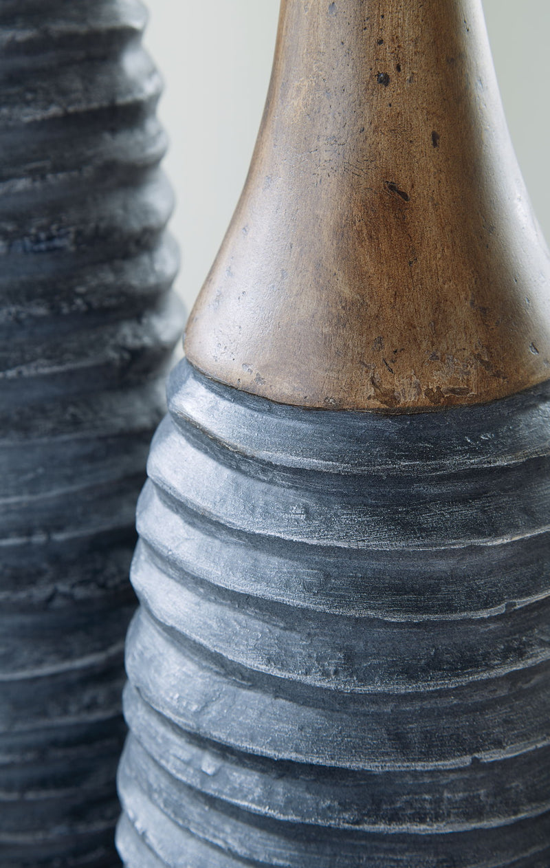 Blayze - Vase Set (Set of 2) - Antique Gray / Brown - R&R Furniture Gallery (Fountain Valley, CA)