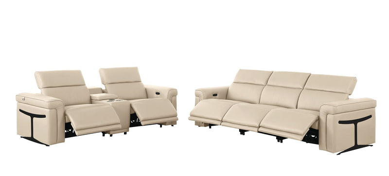 1126 - 6-Piece Modular Power Reclining Sofa And Console Loveseat Set In With 5 Power Recliners & Power Headrests