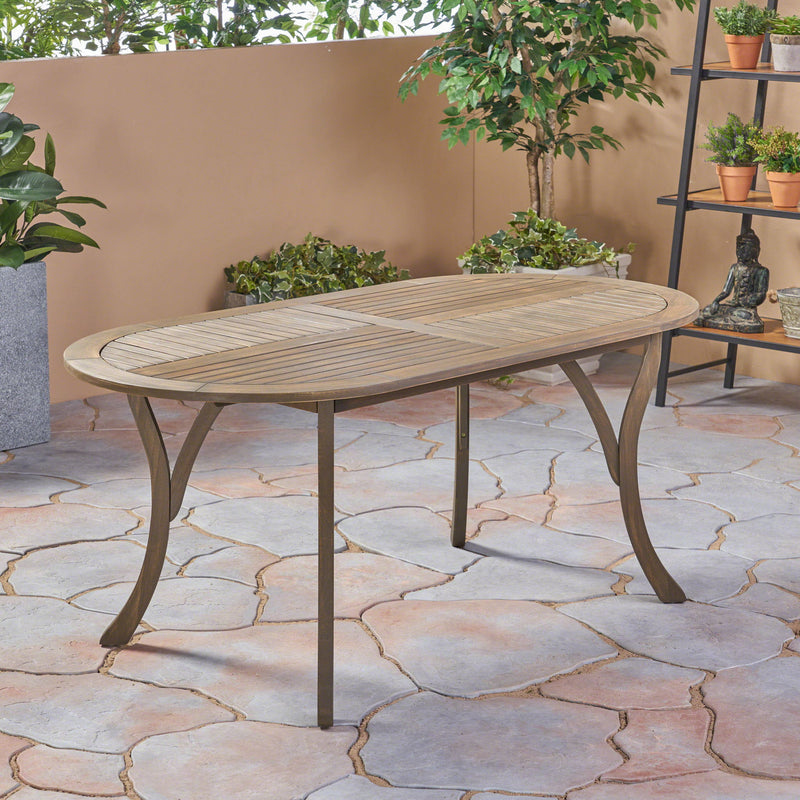 Outdoor Table With Smooth Lines, Slat Top - R&R Furniture Gallery (Fountain Valley, CA)
