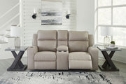 Lavenhorne - Dbl Rec Loveseat W/Console - Pebble - R&R Furniture Gallery (Fountain Valley, CA)