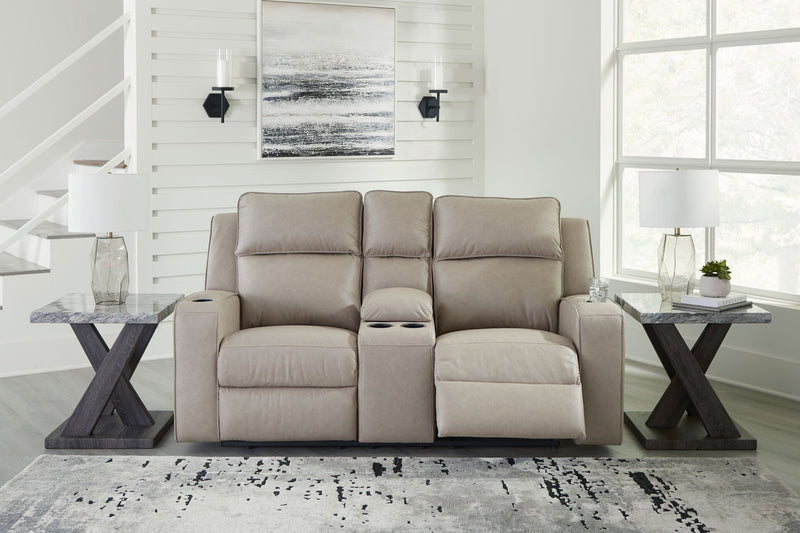 Lavenhorne - Dbl Rec Loveseat W/Console - Pebble - R&R Furniture Gallery (Fountain Valley, CA)