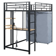 Loft Bed With Desk, Shelves, Power Outlet, LED Light And Wardrobe - R&R Furniture Gallery (Fountain Valley, CA)