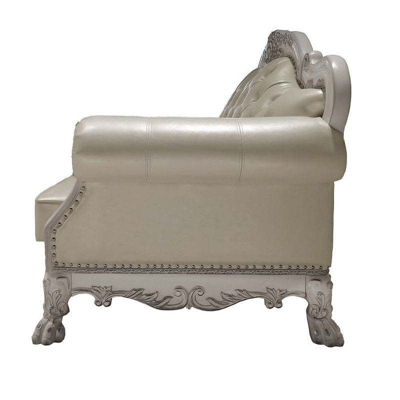 Dresden - Loveseat With 3 Pillows - Synthetic Leather & Bone White - R&R Furniture Gallery (Fountain Valley, CA)