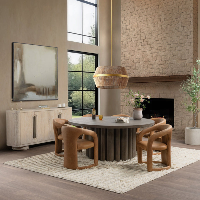 Wendy - Rattan Round Chandelier - Natural / Gold