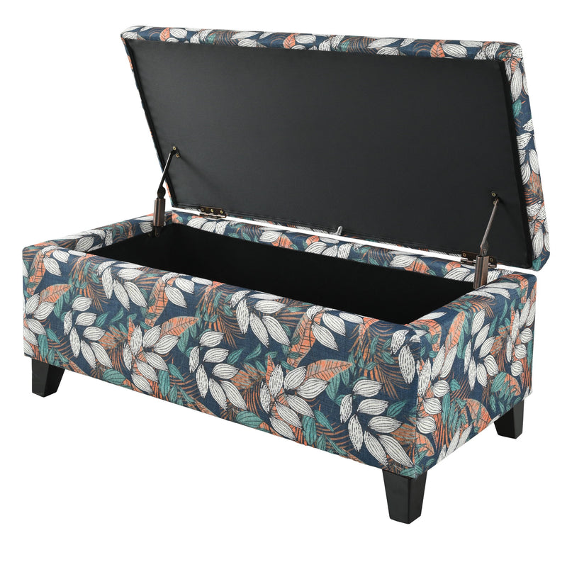 Charming Floral Storage Ottoman With Upholstered Fabric - R&R Furniture Gallery (Fountain Valley, CA)