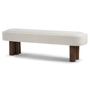 Indoor upholstered dining bench by Noble House featuring a cushioned seat and wooden legs, ideal for modern dining rooms.