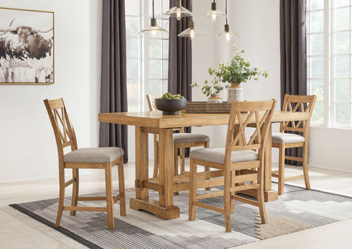 Signature Design by Ashley Havonplane counter dining set with 5-piece wood table and matching chairs in a modern dining room style.