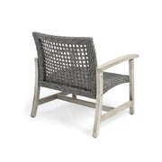 Outdoor Club Chair With Rattan Cover And Acacia Wood Frame - Gray - R&R Furniture Gallery (Fountain Valley, CA)