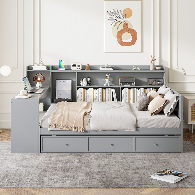 Daybed With 3 Drawers USB Ports And Desk - R&R Furniture Gallery (Fountain Valley, CA)