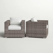 Grade - Club Patio Chair With Sunbrella Cushions (Set of 2) - Gray Mix / White - R&R Furniture Gallery (Fountain Valley, CA)