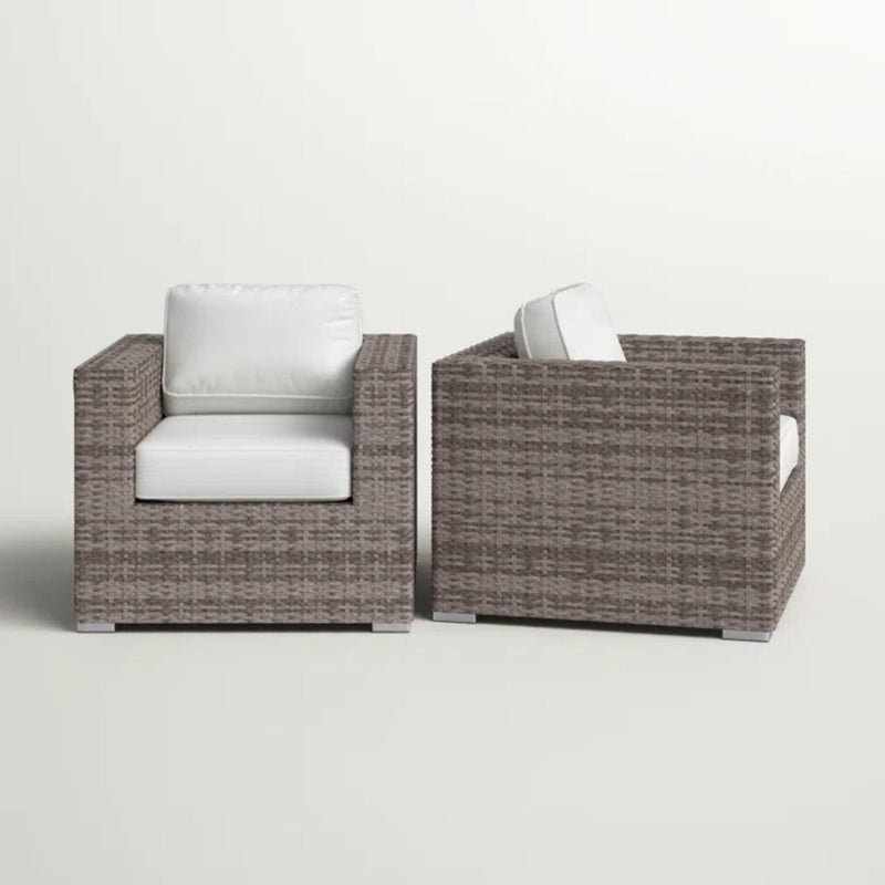 Grade - Club Patio Chair With Sunbrella Cushions (Set of 2) - Gray Mix / White - R&R Furniture Gallery (Fountain Valley, CA)
