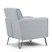 Simpli-Home Warren accent chair with hairpin metal legs and plush upholstered seat in a modern, stylish design.