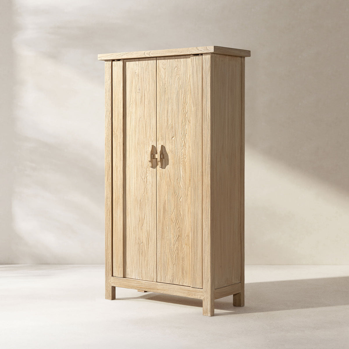 Jennifer Taylor Home Fable 2-door storage cabinet in light natural brown wood with sleek accent cabinet design.