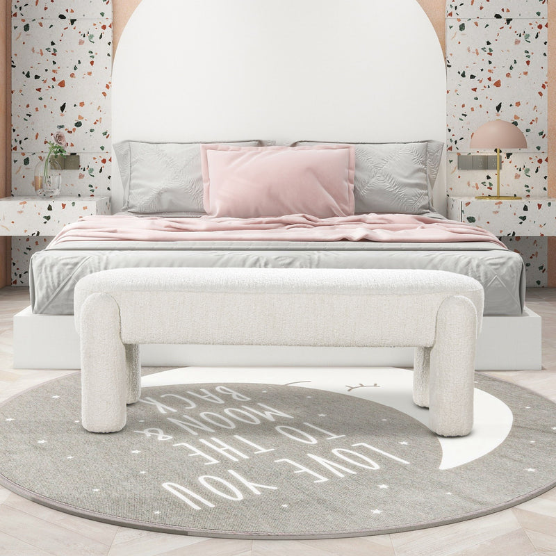 Hugo - Oval Fully Upholstered Bench - Milk Cream White - R&R Furniture Gallery (Fountain Valley, CA)