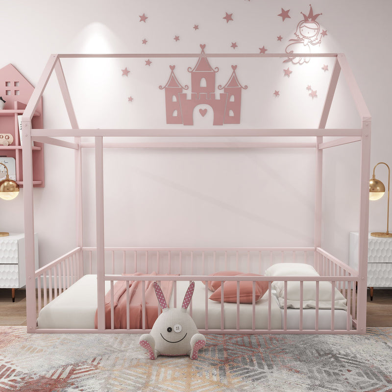 Metal Bed House Bed Frame With Fence - R&R Furniture Gallery (Fountain Valley, CA)