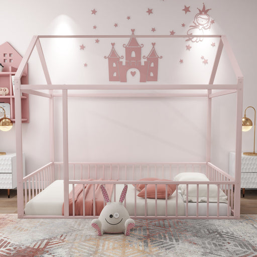 Metal Bed House Bed Frame With Fence - R&R Furniture Gallery (Fountain Valley, CA)