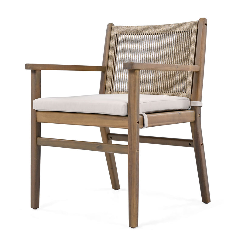 Outdoor Acacia Wood Patio Dining Armchair (Set of 2) - R&R Furniture Gallery (Fountain Valley, CA)