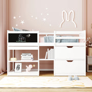 Low Loft Bed With Rolling Desk, Shelf And Drawers - R&R Furniture Gallery (Fountain Valley, CA)