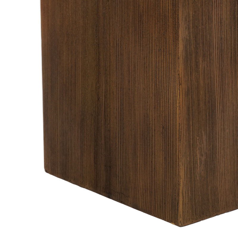 Mgo Square Side Table With Faux Stone Top And Wood Frame - Antique White / Natural Wood - R&R Furniture Gallery (Fountain Valley, CA)