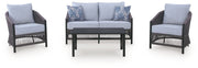 Bridges Beach - Loveseat, Lounge Chairs, Table Set (Set of 4) - Gray - R&R Furniture Gallery (Fountain Valley, CA)