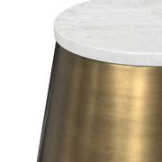 Benning - Side Table - Antique Brass / White - R&R Furniture Gallery (Fountain Valley, CA)