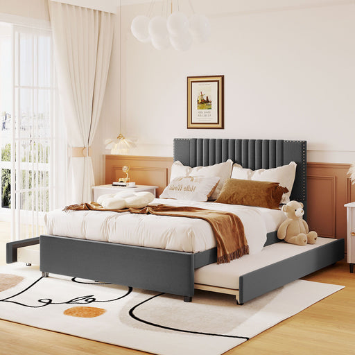 Upholstered Platform Bed With Drawers, Classic Headboard Design - R&R Furniture Gallery (Fountain Valley, CA)