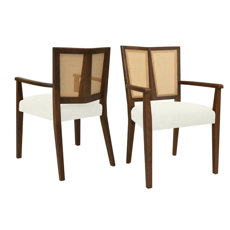 Mid Century Modern Arm Dining Chairs With Rattan Backrest - R&R Furniture Gallery (Fountain Valley, CA)