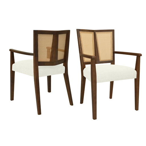 Mid Century Modern Arm Dining Chairs With Rattan Backrest - R&R Furniture Gallery (Fountain Valley, CA)