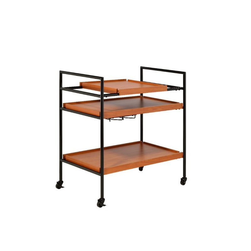 Oaken - Serving Cart - Honey Oak & Black - R&R Furniture Gallery (Fountain Valley, CA)