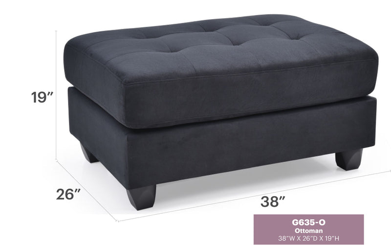 Contemporary upholstered ottoman by Glory Furniture with plush fabric and modern design, perfect for living room decor.