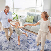 Maval - 8' X 10' Washable Area Rug - Blue - R&R Furniture Gallery (Fountain Valley, CA)