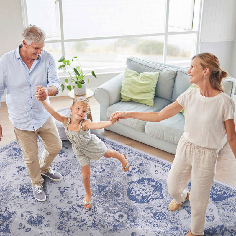 Maval - 8' X 10' Washable Area Rug - Blue - R&R Furniture Gallery (Fountain Valley, CA)