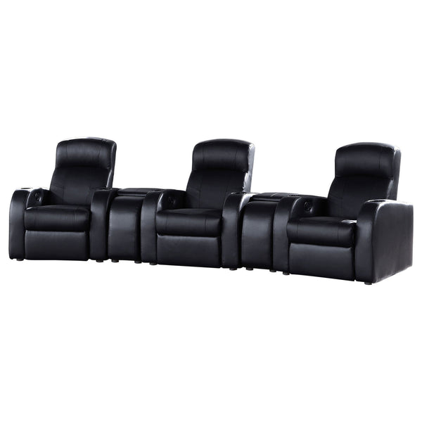Greenfield - 3 Seater Home Theater With 2 Wedge Consoles - Black