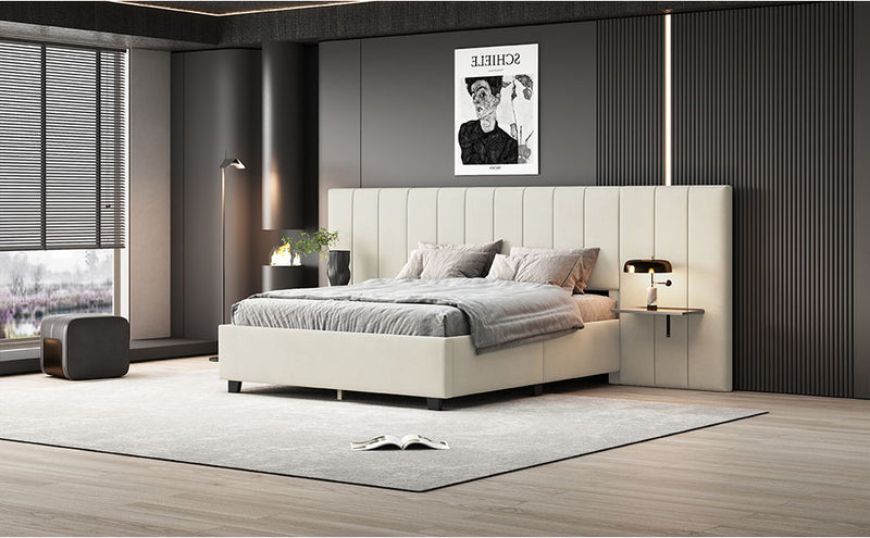Upholstered Platform Bed With Big Headboard - R&R Furniture Gallery (Fountain Valley, CA)