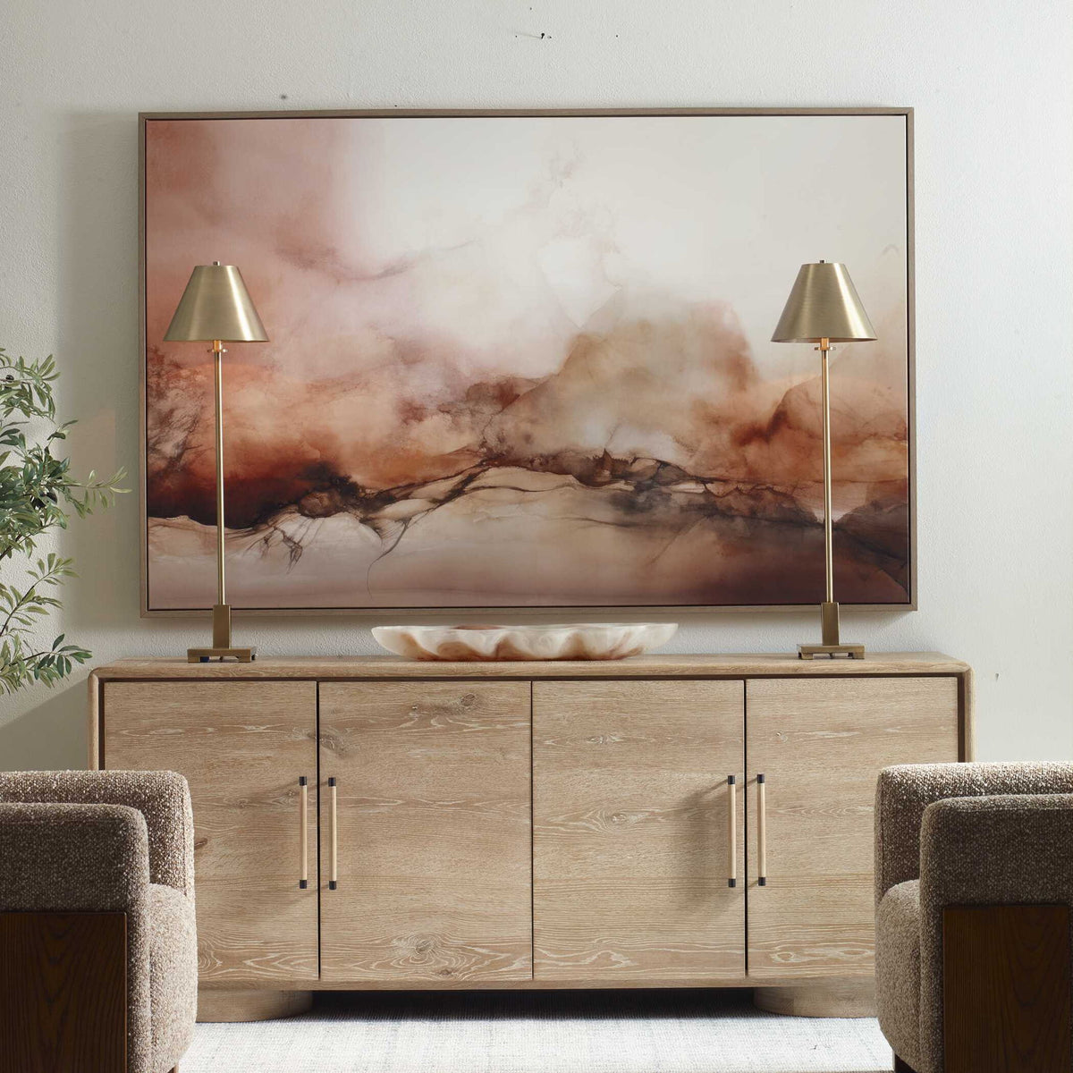 Rise - Framed Modern Canvas - Black / Brown / Orange / White